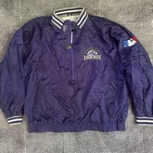 Men's Vintage 90's Pro Player Colorado Rockies Purple Windbreaker Jacket Sz L